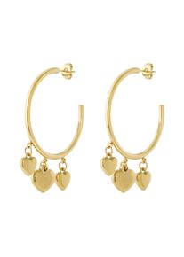 Adelia&acute;s Paar Creolen ADELIA&acute;S "Ohrringe Creolen aus Edelstahl mit drei Herzanh&auml;ngern", gold (goldfarben), Ohrringe, Damen, Einheitsgr&ouml;&szlig;e, Edelstahl, Paar Creolen, Stylische Modeschmuck-Creolen mit drei Herzanh&auml;ngern