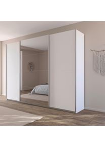Kleiderschrank OTTO HOME "Schrank Garderobe Ankleide Schlafzimmerschrank Mietswohnung AGORDO", wei&szlig; (alpinwei&szlig;, griffleisten alufarbig), B:315cm H:229cm T:62cm, Holzwerkstoff, Schr&auml;nke, Kleiderschrank, Wei&szlig; mit Spiegel, Top Innenausstattung MADE IN GERMANY