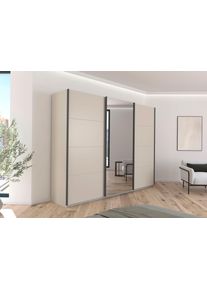 Kleiderschrank OTTO HOME "Schrank Garderobe Ankleide Schlafzimmerschrank Mietswohnung AGORDO", beige (kaschmir (champagner), griffleisten graumetallic), B:271cm H:229cm T:62cm, Holzwerkstoff, Schr&auml;nke, Kleiderschrank, Kaschmir mit Spiegel, Top Innenausstattung MADE IN GERMANY