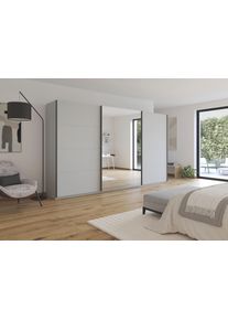 Kleiderschrank OTTO HOME "Schrank Garderobe Ankleide Schlafzimmerschrank Mietswohnung AGORDO", grau (seidengrau, griffleisten graumetallic), B:360cm H:210cm T:62cm, Holzwerkstoff, Schr&auml;nke, Kleiderschrank, Seidengrau mit Spiegel, Top Innenausstattung MADE IN GERMANY