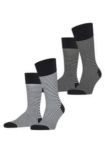 Socken Esprit "Fine Line 2-Pack", Herren, Gr. 43-46, Sockengr&ouml;&szlig;e, schwarz-wei&szlig; (sortiment (0050)), regular fit, Socken Socken