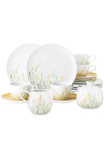 Geschirr-Set Seltmann Weiden "Kaffeeservice Liberty Meadow Grasses Curry 20-tlg. gelb", wei&szlig; (gelb), 20 Stk., Porzellan, Geschirr-Sets, Geschirr-Set, Sp&uuml;lmaschinenfest, Mikrowellensicher, Ofenfest