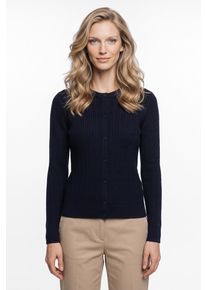 Strickjacke Gant "MINI CABLE KNIT CARDIGAN", Damen, Gr. XS, blau (evening blau), Strick, Obermaterial: 95% Baumwolle, 5% Kaschmir, unifarben, h&uuml;ftlang, Rundhals, Rippstrickb&uuml;ndchen, Strickjacken Strickjacke, Baumwollqualit&auml;t mit Kaschmir