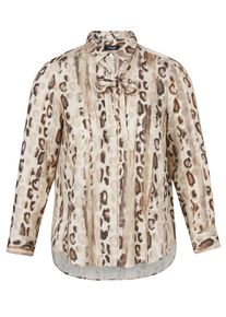 Klassische Bluse frapp "frapp Bluse", Damen, Gr. 46, braun (sand multicolor), regular fit, Blusen Klassische Bluse, Gro&szlig;e Gr&ouml;&szlig;en