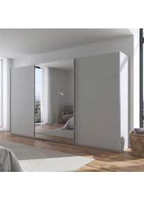 Kleiderschrank OTTO HOME "Schrank Garderobe Ankleide Schlafzimmerschrank Mietswohnung AGORDO", grau (seidengrau, griffleisten alufarbig), B:360cm H:210cm T:62cm, Holzwerkstoff, Schr&auml;nke, Kleiderschrank, Seidengrau mit Spiegel, Top Innenausstattung MADE IN GERMANY
