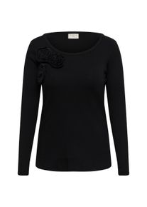 Longtop Kaffe CURVE "Kaffe Curve Kurzarm-Bluse KCsusana", Damen, Gr. S, schwarz (schwarz deep), Tops Longtop