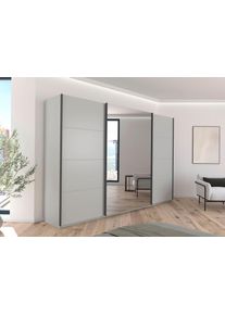 Kleiderschrank OTTO HOME "Schrank Garderobe Ankleide Schlafzimmerschrank Mietswohnung AGORDO", grau (seidengrau, griffleisten graumetallic), B:315cm H:210cm T:62cm, Holzwerkstoff, Schr&auml;nke, Kleiderschrank, Seidengrau mit Spiegel, Top Innenausstattung MADE IN GERMANY