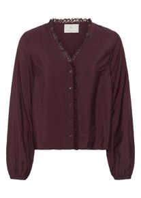 Langarmbluse Kaffe "Kaffe Bluse langarm KAsollie", Damen, Gr. 42, braun (fudge), Blusen Langarmbluse