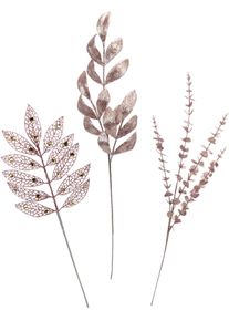 Winterliche Kunstpflanze I.GE.A. "Kunstzweig, Dekozweig aus Kunststoff", rosa, B:20cm H:70cm T:5cm, Kunststoff, Kunstpflanzen, Winterliche Kunstpflanze, mit Glitzer und Dekosteinen 3er Set, Weihnachtsdeko