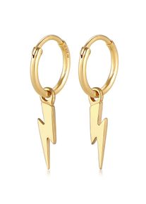 Paar Creolen Elli Premium "Ohrringe Creolen Ohrh&auml;nger Blitz Symbol 925 Silber" Gr. 28, gold, Ohrringe, Damen, 28, ohne Stein, Silber 925 (Sterlingsilber), Paar Creolen