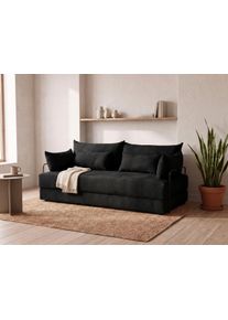 Schlafsofa OTTO HOME "Benny, G&auml;stebett 181x198 cm, in 2 Qualit&auml;ten mit Zierkissen", schwarz, B:206cm H:72cm T:94cm, 100% Polyester, Sofas, Schlafsofa, CLASSIC - Bonnellfedern - ideal als G&auml;stebett