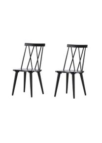 Esszimmerstuhl VENTURE HOME "Mariette, 2er-Set Esszimmerst&uuml;hle aus Gummibaumholz, ergonomisch", schwarz (schwarz, schwarz, schwarz), B:43cm H:88cm T:50cm, Massivholz, St&uuml;hle, Esszimmerstuhl, Holzstuhl, Massivholz, ergonomische Form, langlebig, alltagstauglich