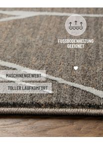 Teppich Esprit "Elite", grau (beige grau), B:80cm H:15mm L:150cm, Oberfl&auml;che: 100% Polyester, Teppiche, Teppich, Kurzflor, Marmordesign, Hoch-Tief-Effekt, waschbar, Jute-R&uuml;cken