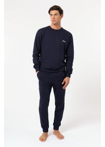 Jogginghose Fila, Herren, Gr. S, N-Gr, blau (624, deep navy), Jersey, Obermaterial: 100% Baumwolle, lang, Hosen Jogginghose, mit seitlichen Taschen