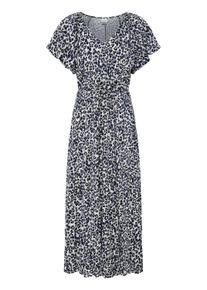 Midikleid Ichi "IHAya", Damen, Gr. 40, Normalgr&ouml;&szlig;en, blau (schwarz navy le), Kleider Midikleid