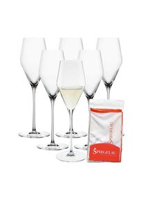 Champagnerglas Spiegelau "Champagnergl&auml;ser + Poliertuch Definition 250 ml 6er Set transparent", bunt (transparent), Glas, Trinkgef&auml;&szlig;e, Champagnerglas