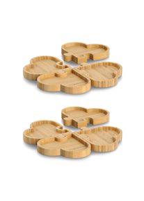 Snackschale zeller PRESENT "Snackteller "Hearts", Bambus, 2x 4-teiliges Set", braun, B:24cm H:1,8cm T:24cm, Bambus, Sch&uuml;sseln, Snackschale, ca. 24x24x1,8 cm
