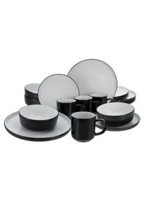 Kombiservice Creatable "Nordic Cool Black, Kombi-Set 16-tlg", bunt, 16 Stk., Steinzeug, Geschirr-Sets, Kombiservice, Scandi-Style