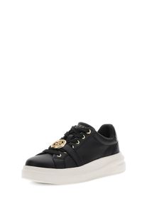 Sneaker Guess "ERIZO", Damen, Gr. 38, Synthetik Textil, schwarz, Leder, Schuhe Sneaker, Freizeitschuh, Halbschuh, Schn&uuml;rschuh mit Schmuckelement