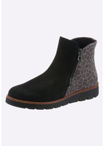 Stiefelette Heine "Kurzstiefelette Kurzstiefelette", Damen, Gr. 36, schwarz, grau, Rindsleder, Schuhe Stiefelette