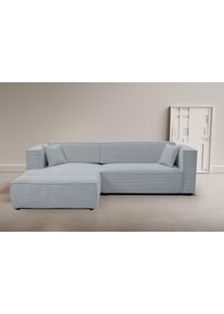 Ecksofa WERK2 "Atlanta-New inkl. Bett & Bettkasten, Cord, fester Sitz, retro-modern", grau, B:295cm H:76cm T:182cm, 90% Polyester, 10% Nylon, Sofas, Ecksofa, Cord, L-Form, XXL, Schlaffunktion, Bettkasten