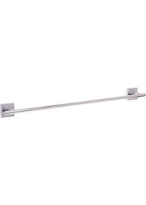 Handtuchstange Tesa "EKKRO Badetuchstange ohne Bohren - 5 cm : 64,5 cm : 6,0 cm", chrome, B:10cm H:6,5cm T:65cm, Handtuchhalter, Handtuchstange, selbstklebende Handtuchhalterung - chrom - silber gl&auml;nzend