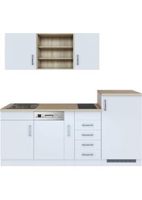 K&uuml;che KOCHSTATION "KS-Mali", wei&szlig; (k&uuml;che: wei&szlig;, front: wei&szlig;, korpus: wei&szlig;, arbeitsplatte: eiche sonoma), B:210cm H:200cm T:60cm, Komplettk&uuml;chen-Sets, K&uuml;che, Breite 210 cm, mit E-Ger&auml;ten