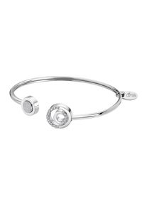 Armspange Lotus "Essentials", silber (edelstahlfarben, kristallwei&szlig;, kristallwei&szlig;), Armb&auml;nder, Damen, Edelstahl, Armspange, mit Glasstein