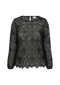 Langarmbluse Kaffe CURVE "Kaffe Curve Bluse langarm KCgloria", Damen, Gr. L, schwarz (schwarz deep), Blusen Langarmbluse