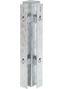 Eckpfosten Alberts, grau (feuerverzinkt), B:6cm H:150cm T:4cm, Stahl, Zaunpfosten, Eckpfosten, 60x60 mm f&uuml;r Doppelstabmattenzaun, 150 cm, mit Flacheisen