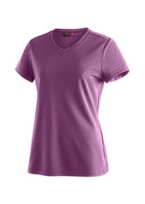 T-Shirt Maier Sports "Trudy", Damen, Gr. 40, purpurviolett, 100% Polyester, Rundhals, Shirts T-Shirt, Damen Kurzarmshirt, leichtes Sommer Funktionsshirt, V-Ausschnitt