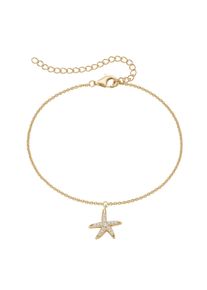 Fu&szlig;kette mit Anh&auml;nger Firetti "Schmuck Geschenk Silber 925 K&ouml;rperschmuck Ankerkette Anh&auml;nger Seestern", gold (gelbgoldfarben, kristallwei&szlig;, kristallwei&szlig;), Fu&szlig;ketten, Damen, Silber 925 (Sterlingsilber), Fu&szlig;kette mit Anh&auml;nger, mit Zirkonia (synth.)
