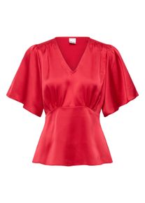 Kurzarmbluse Ichi "Ichi Bluse kurzarm IHSTORMY", Damen, Gr. 44, rot (salsa), Blusen Kurzarmbluse