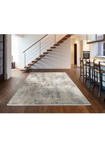 Teppich OCI DIE TEPPICHMARKE "BESTELLER CAVA, auch als L&auml;ufer und in Rund", grau, B:80cm H:8mm L:150cm, Viskose, Teppiche, Teppich, Glanz Viskose, mit Fransen, Hoch Tief Struktur, Vintage, Wohnzimmer