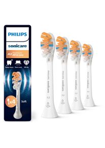 Aufsteckb&uuml;rsten PHILIPS SONICARE "A3 Premium All-in-One", wei&szlig;, Zahnb&uuml;rstenk&ouml;pfe, 4 Stk., Aufsteckb&uuml;rsten, f&uuml;r eine gr&uuml;ndliche Gesamtreinigung, f&uuml;r jedes Sonicare Handst&uuml;ck
