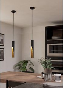 Eglo H&auml;ngeleuchte "BARBOTTO Pendellampe, Stahl, GU10, IP20, H&auml;ngelampe, Esstischlampe", schwarz (schwarz, gold), 1, &Oslash; 6cm H: 110cm, 1 Stk., Leuchten, H&auml;ngeleuchte, H110 x &Oslash;6,0 cm, schwarz, gold, 1X4,5W inkl., H&auml;ngeleuchte