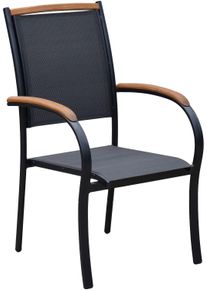 Gartensessel Merxx "&raquo;Siena&laquo;", grau, B:59cm H:101cm T:63cm, Aluminium;Polyester;Akazienholz, Sessel, Gartensessel, stapelbar
