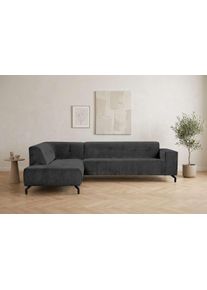 Ecksofa OTTO HOME "NEW Lorcan", grau (dunkelgrau), B:275cm H:77cm T:210cm, 100% Polyester, Sofas, Ecksofa, Chenille Bezug, Breite 275 cm, Metallf&uuml;&szlig;e