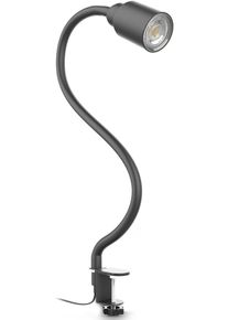 B.K.LICHT Tischleuchte, schwarz, 1, &Oslash; 52cm H: 38,5cm, 1 Stk., Leuchten, Klemmleuchte, warmwei&szlig;, flexibler Schwanenhals, Kippschalter, Metall, Tischleuchte