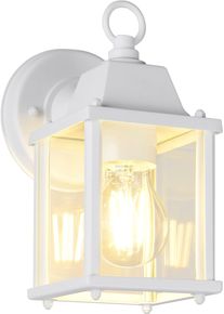 Trio LEUCHTEN Au&szlig;en-Wandleuchte "MIRANDE, Hauswand Leuchte Laterne mit Glasschirm, exkl 1x E27 max 40W", wei&szlig; (wei&szlig; matt), 1, H: 22,5cm, 1 Stk., Leuchten, IP23, Outdoor Wandlampe f&uuml;r wechselbare Leuchtmittel H&ouml;he 23cm, Au&szlig;en-Wandleuchte