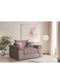 XXL-Sessel OTTO HOME "Soft&Cosy, B: 151 cm - OTTO. Verl&auml;ssliche Qualit&auml;t.", braun (taupe), B:151cm H:93cm T:123cm, 100% Polyester, Sessel, XXL-Sessel, Mega-Sessel, Cord oder Chenille-Struktur, mit 2 Zierkissen