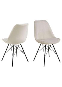 Esszimmerstuhl ACTONA GROUP "Esstischstuhl Eris - modern und stilvoll in verschiedenen Farben", beige (beige, matt schwarz, braun), B:48,5cm H:86cm T:54cm, Stoff, St&uuml;hle, Esszimmerstuhl, Stoff sand, schwarzes Stahlgestell. 48,5x54x85,5 cm
