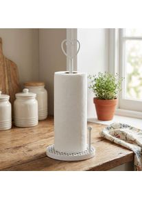 K&uuml;chenrollenhalter AMBIENTE HAUS "K&uuml;chenrollenst&auml;nder Herz in Antikwei&szlig;", wei&szlig;, B:17cm H:39cm T:17cm, Eisen, K&uuml;chenrollenhalter, K&uuml;chenrollenhalter, Halter f&uuml;r K&uuml;chenrollen
