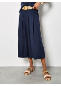 Culotte Apricot "Weit geschnittene Culotte-Hose mit Falten", Damen, Gr. S (36), N-Gr, blau (navy), gewebt, Obermaterial: 96% LyocellTENCEL LyoT. 4% Leinen LI., uni, Hosen Culotte, Einfarbig