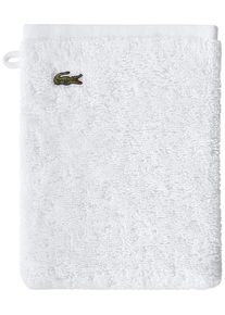 Waschhandschuh Lacoste "LLECROCO", wei&szlig; (blanc), B:15cm L:21cm, Frottier, Waschlappen, Waschhandschuh, mit Label-Applikationen