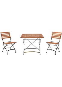 Garten-Essgruppe Merxx "Schlo&szlig;garten", braun (braun, braun), B:47cm H:86cm T:59cm, FSC-zertifiziertes Massivholz, Sitzm&ouml;bel-Sets, Garten-Essgruppe, 2 Klappst&uuml;hle mit Gartentisch