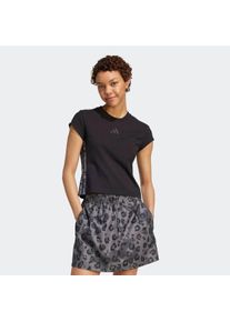 T-Shirt adidas Sportswear "ANIMAL PRINT 3-STRIPES", Damen, Gr. XL, schwarz (schwarz, multicolor, grau five), Obermaterial: 93% Baumwolle, 7% Elasthan, Rundhals, 20_2_7_Shirts T-Shirt, sportlicher Schnitt, kurze &Auml;rmel, mit Leopardenprint