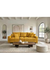 Big-Sofa WERK2 "Rimini Mega-Couch, 4-Sitzer, Cord, XXL Couch mit gro&szlig;er Sitztiefe", gelb (gold), B:240cm H:87cm T:115cm, 90% Polyester, 10% Nylon, Sofas, Big-Sofa, Megasofa mit 4 Sitzpl&auml;tzen, losen R&uuml;ckenkissen & Zierkissen