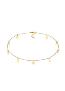 Choker Elli "Halskette Choker Pl&auml;ttchen Coin Poliert 925 Silber" Gr. 36, gold, Halsketten, Damen, ohne Stein, Silber 925 (Sterlingsilber), Choker