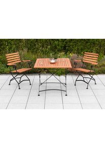 Balkonset Merxx "Schlo&szlig;garten", braun, B:57cm H:85cm T:60cm, FSC-zertifiziertes Massivholz, Stahl, Sitzm&ouml;bel-Sets, Balkonset, 2 Klappsessel mit Klapptisch